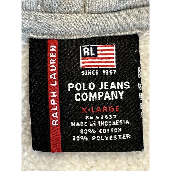 Vintage Ralph Lauren Polo Jeans Sz X Large Embroidered Spellout Hoodie Zip RL67 - Picture 10 of 10